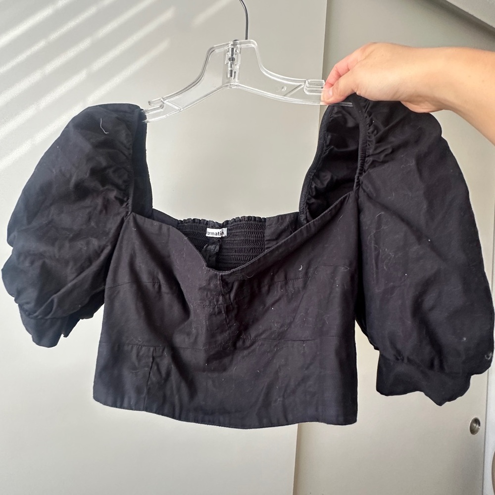 Reformation Black Puff sleeve top